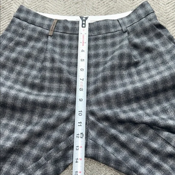 Peserico IT 42 Gray Plaid Virgin Wool Cropped Tailored Pants US 6 - Picture 14 of 14